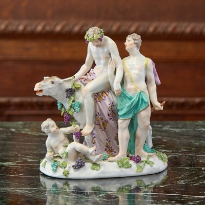 Lot 410 - MEISSEN PORCELAIN FIGURE GROUP OF THE DRUNKEN SILENUS