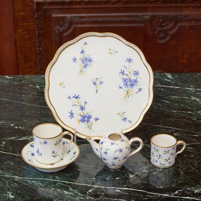 Lot 494 - FIVE SEVRES PORCELAIN TEA AND DESSERT WARES