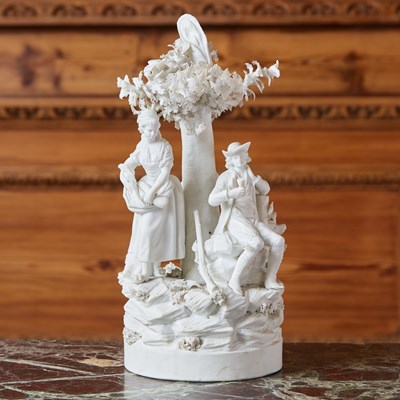 Lot 445 - Paris (Locre) Biscuit Porcelain Figure Group of a Hunter and Companions