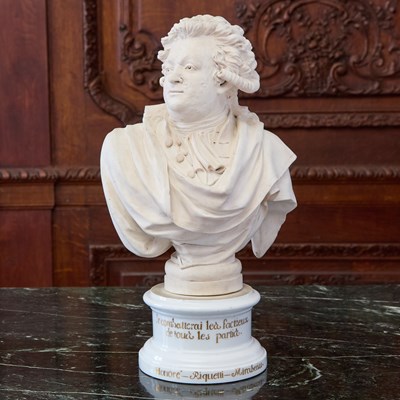 Lot 530 - PARIS (COMTE D’ARTOIS, RUE DU FAUBOURG SAINT DENIS) BISCUIT PORCELAIN BUST OF HONORÉ GABRIEL RIQUETI, COMTE DE MIRABEAU