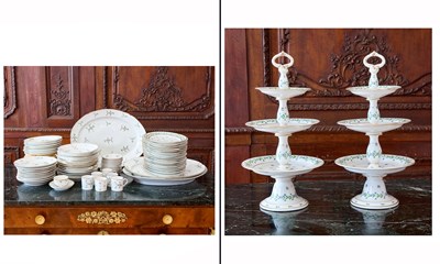 Lot 490 - ASSEMBLED PARIS PORCELAIN PART SERVICE DECORATED WITH CORNFLOWERS
