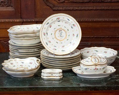 Lot 443 - Paris (Locre) Porcelain Monogrammed Part Dessert Service