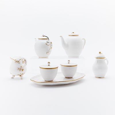 Lot 317 - Five Vincennes and Sèvres Gilt-White Porcelain Teawares