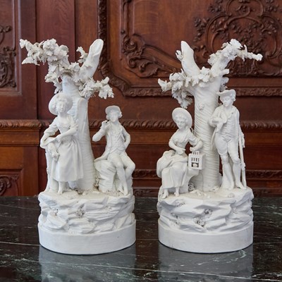 Lot 442 - Pair of Paris (Locre) Biscuit Porcelain Figure Groups Emblematic of Liberty and Matrimony