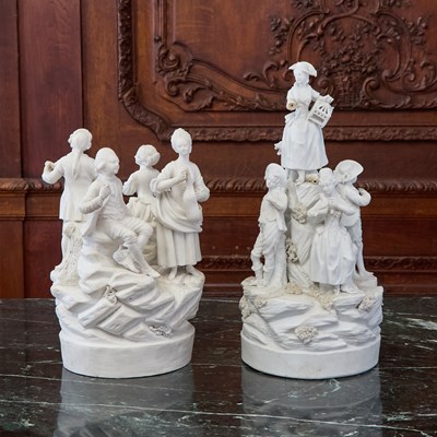 Lot 446 - Paris (Locre) Biscuit Porcelain Figure Group Emblematic of Matrimony and a French Group of Musicians