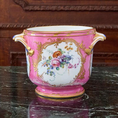 Lot 459 - Sèvres Porcelain (Later Decorated) Pink-Ground Bottle Cooler (Seaux a Bouteille Ordinaire)