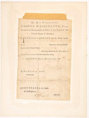 Lot 106 - Printed discharge document signed by Washington