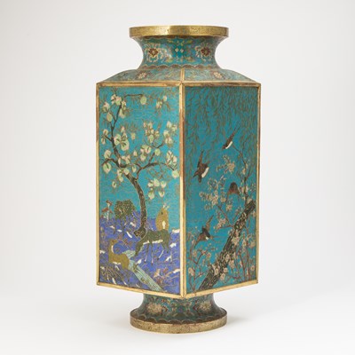 Lot 127 - A Pair of Impressive Chinese Cloisonne Enamel Cong Vases