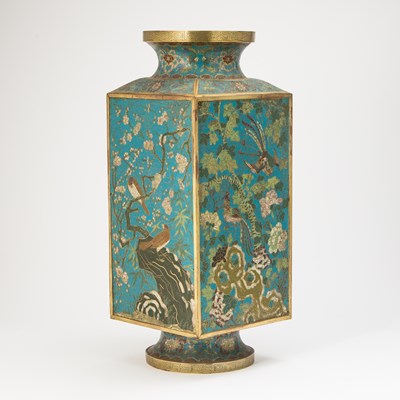 Lot 127 - A Pair of Impressive Chinese Cloisonne Enamel Cong Vases