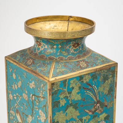 Lot 127 - A Pair of Impressive Chinese Cloisonne Enamel Cong Vases