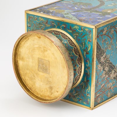 Lot 127 - A Pair of Impressive Chinese Cloisonne Enamel Cong Vases