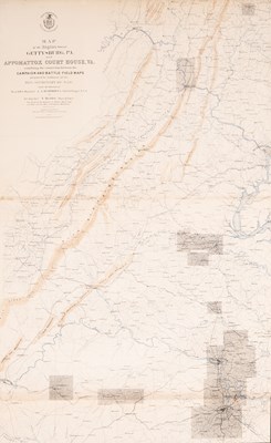 Lot 49 - A large two-sheet map linking the major battlefields of the last two years of the Civil War