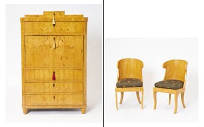 Lot 353 - Group of Biedermeier Bird's Eye Maple Furniture