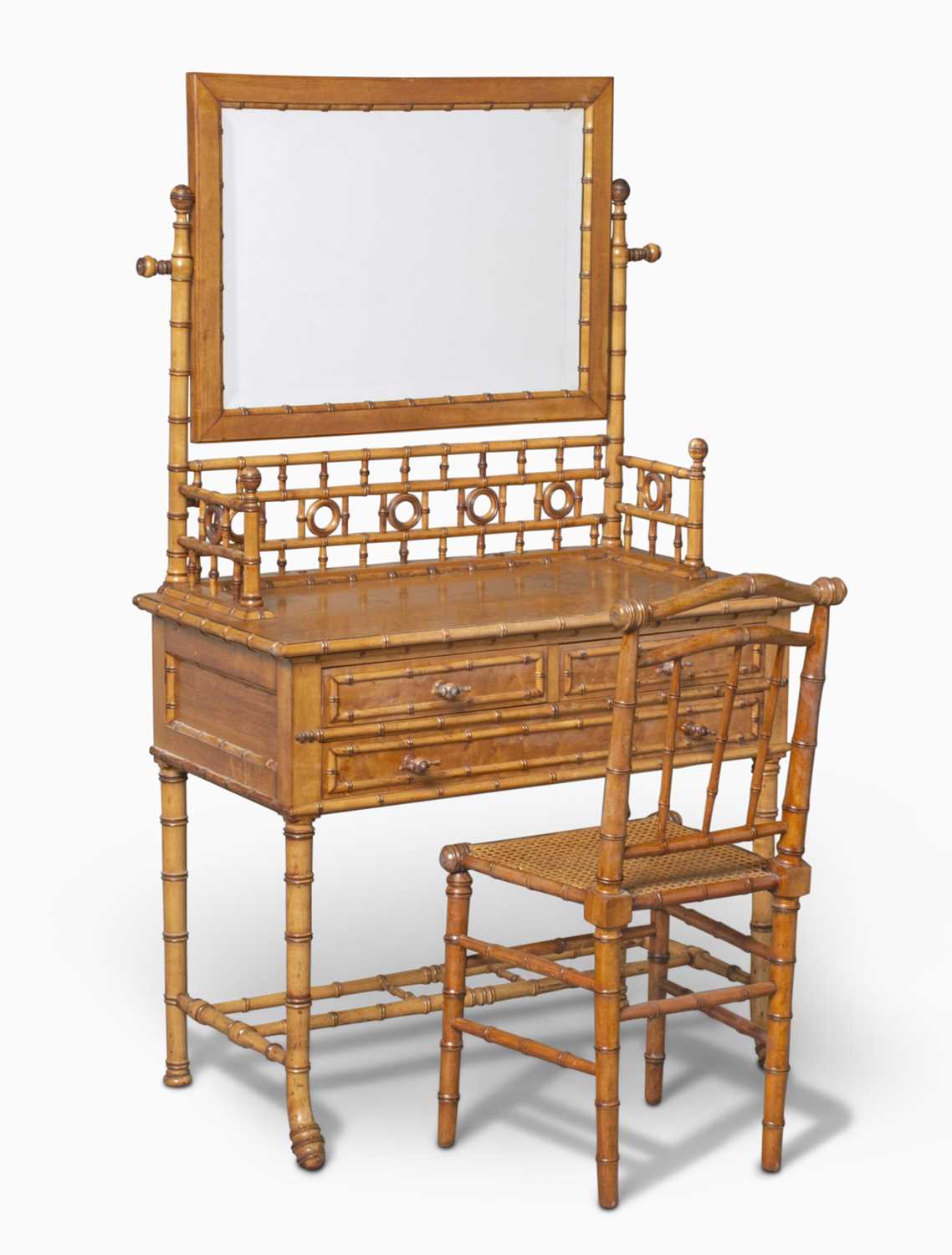 Lot 382 - Victorian Faux Bamboo Dressing Table with Mirror