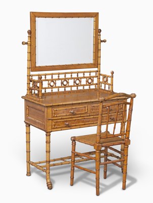 Lot 382 - Victorian Faux Bamboo Dressing Table with Mirror