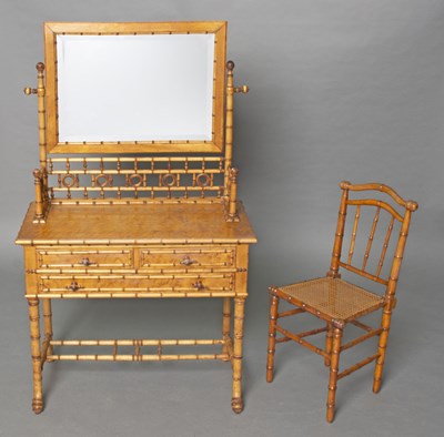 Lot 382 - Victorian Faux Bamboo Dressing Table with Mirror