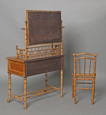 Lot 382 - Victorian Faux Bamboo Dressing Table with Mirror