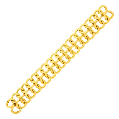 Lot 59 - Van Cleef & Arpels Wide Gold Link Bracelet, France