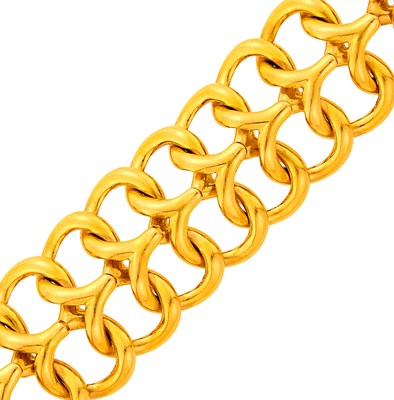 Lot 59 - Van Cleef & Arpels Wide Gold Link Bracelet, France