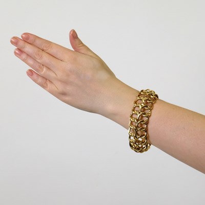 Lot 59 - Van Cleef & Arpels Wide Gold Link Bracelet, France