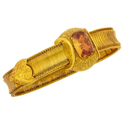 Lot 72 - Antique Gold and Foil-Backed Topaz Slide Bracelet