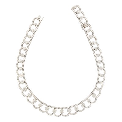 Lot 163 - Rhodium-Plated Gold and Diamond Necklace