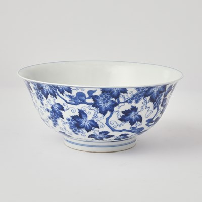 Lot 651 - A Chinese Blue and White Squirrel and Grapes Bowl