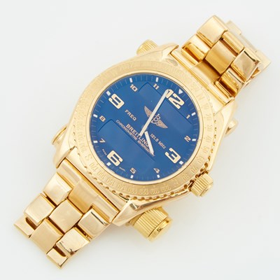 Lot 60 - Mans Gold Bracelet Watch, Breitling Emergency, 43mm, 18K 163 dwt. all