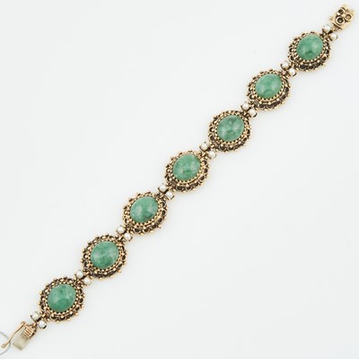 Lot 62 - Gold, Bead and Stone Flexible Bracelet, 14K 21 dwt. all