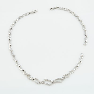 Lot 64 - Diamond Necklace, 138 diamonds about 1.25 cts., 18K 18 dwt., damaged
