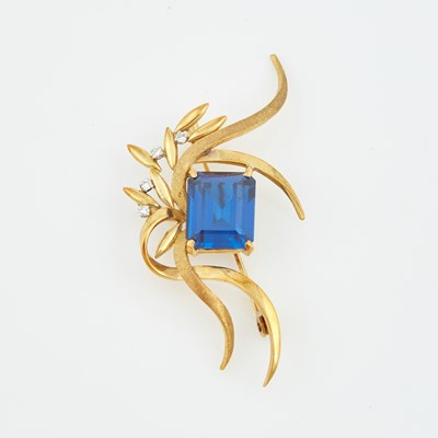 Lot 79 - Diamond and Stone Pin, 4 diamonds, 18K 7 dwt. all