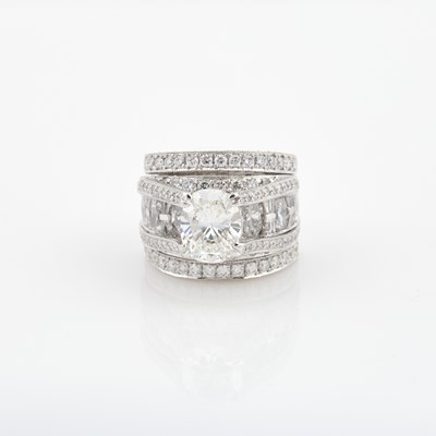 Lot 95 - Diamond Ring, 210 diamonds, center stone about 1.87 cts., 209 stones about 3.50 cts.,               Platinum 12 dwt. with copy of GIA Report #12