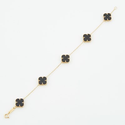 Lot 108 - Gold and Stone Flexible Bracelet, 18K 2 dwt. all