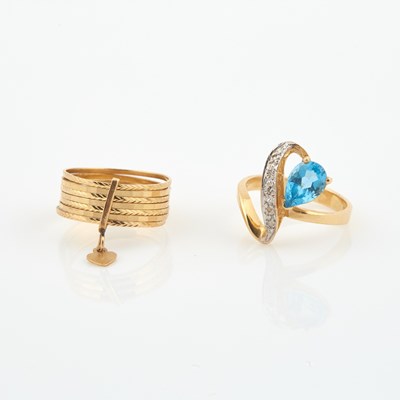 Lot 113 - Diamond and Stone Ring and Gold Ring, 14K 4 dwt. all