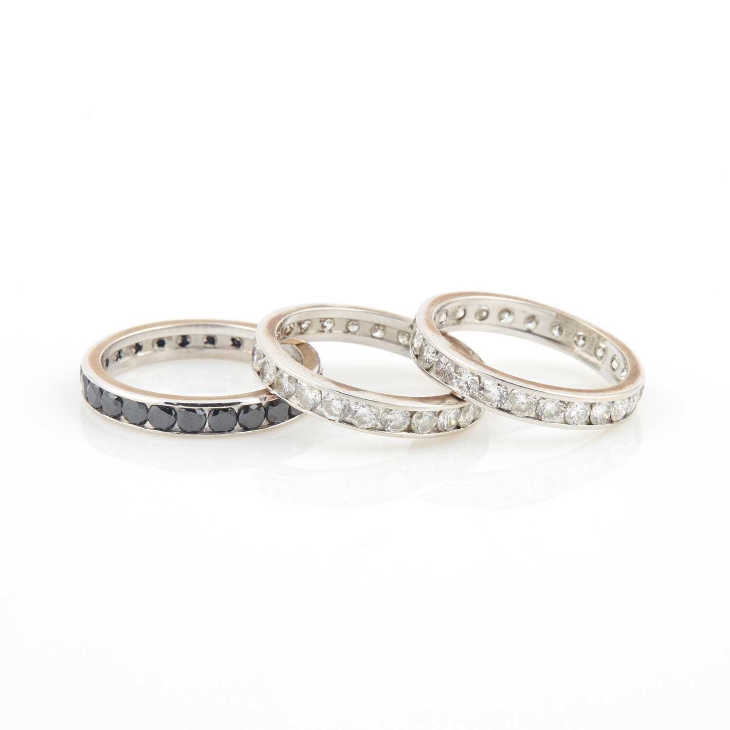 Lot 158 - Three Diamond Rings, 48 diamonds about 3.75 cts., 14K 5 dwt.