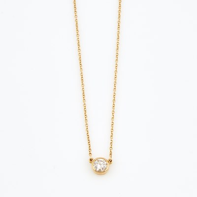 Lot 160 - Diamond Solitaire Necklace about 0.95 ct., 14K 2 dwt.
