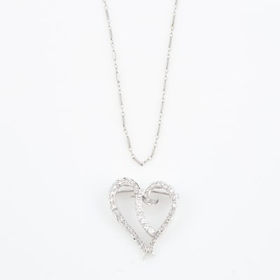 Lot 161 - Diamond Pendant, 40 diamonds about 0.85 ct. and Gold Neck Chain, 14K 4 dwt.