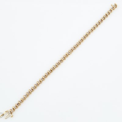 Lot 172 - Diamond Tennis Bracelet, 42 diamonds about 1.00 ct., 14K 5 dwt.