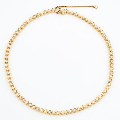Lot 193 - Diamond Necklace, 82 diamonds about 5.50 cts., 14K 25 dwt.