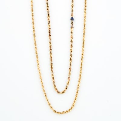 Lot 198 - Two Gold Neck Chains, 14K 7 dwt.