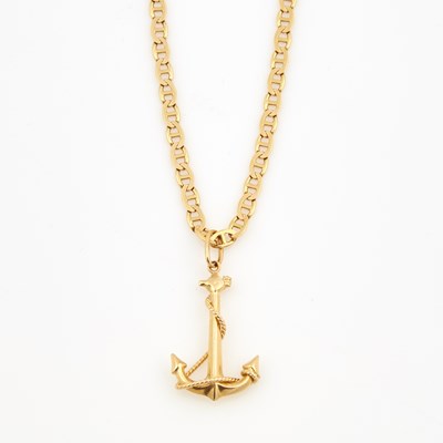 Lot 270 - Gold Pendant and Neck Chain, 14K 7 dwt.
