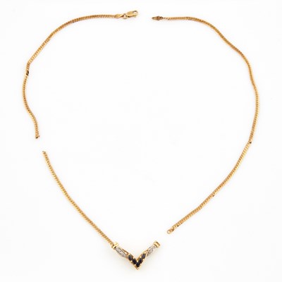 Lot 275 - Diamond and Stone Necklace, 14K and 10K 2 dwt. all, damaged