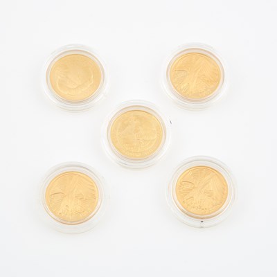 Lot 357 - 5 Gold US Commemorative Constitution Coins: $5--1987, 1987, 1987, 1992 and 1993