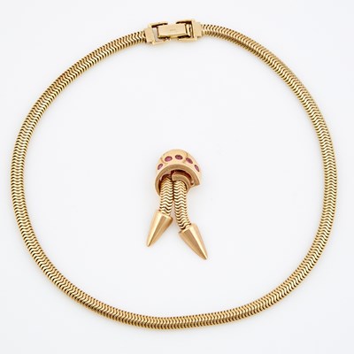Lot 464 - Gold and Stone Pendant and Necklace, 14K 33 dwt. all