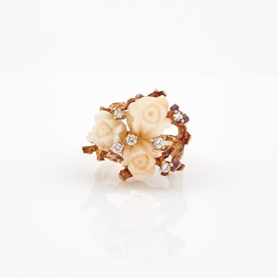Lot 519 - Diamond and Stone Ring, 14K 6 dwt. all