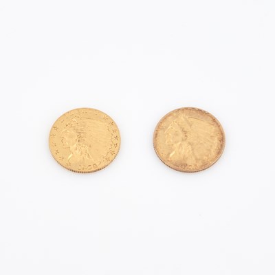 Lot 551 - 2 US Gold Coins: Quarter Eagle, $2.50--1908