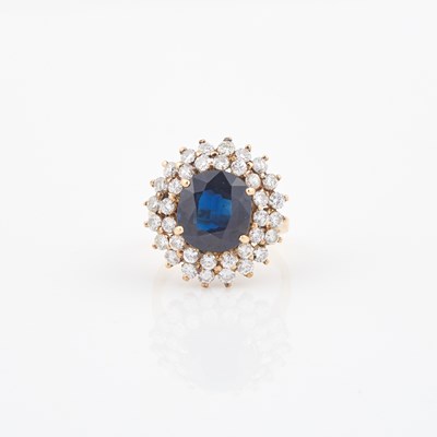 Lot 558 - Diamond and Stone Ring, 36 diamonds about 1.40 cts., 14K 3 dwt. all, damaged