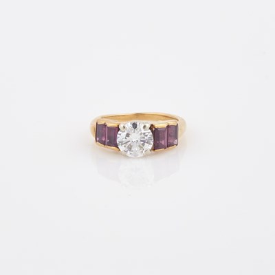 Lot 601 - Diamond and Stone Ring about 1.40 cts., 18K 3 dwt. all, damaged