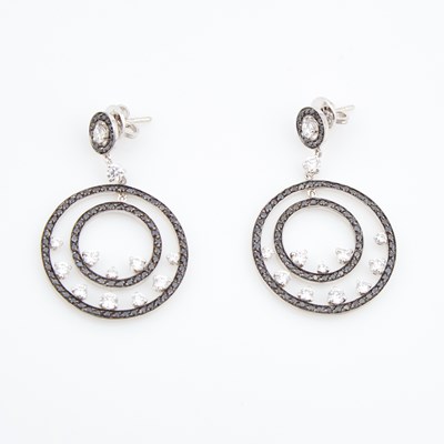 Lot 616 - Two Diamond Earrings, 24 diamonds about 1.50 cts., 18K 7 dwt.