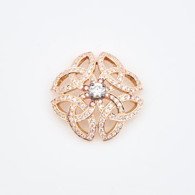 Lot 618 - Diamond Pendant, 125 diamonds, center stone about 0.35 ct., 124 stones about 1.00 ct., 14K 5 dwt.
